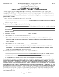 Form RRP-1018A Refugee Cash Assistance Client Employment &amp; Income Attestation Form - Arizona