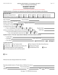 Document preview: Form DDD-0191A Incident Report - Arizona