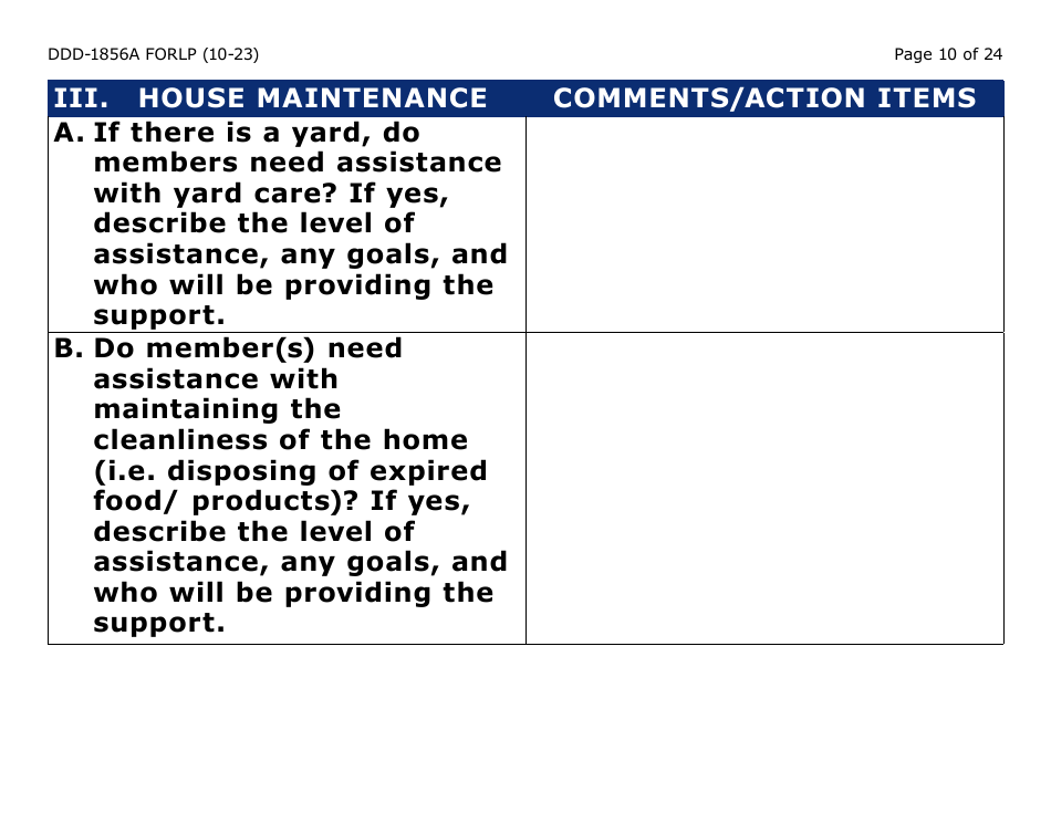 Form DDD-1856A-LP Supported Living Planning Guide - Large Print - Arizona, Page 10