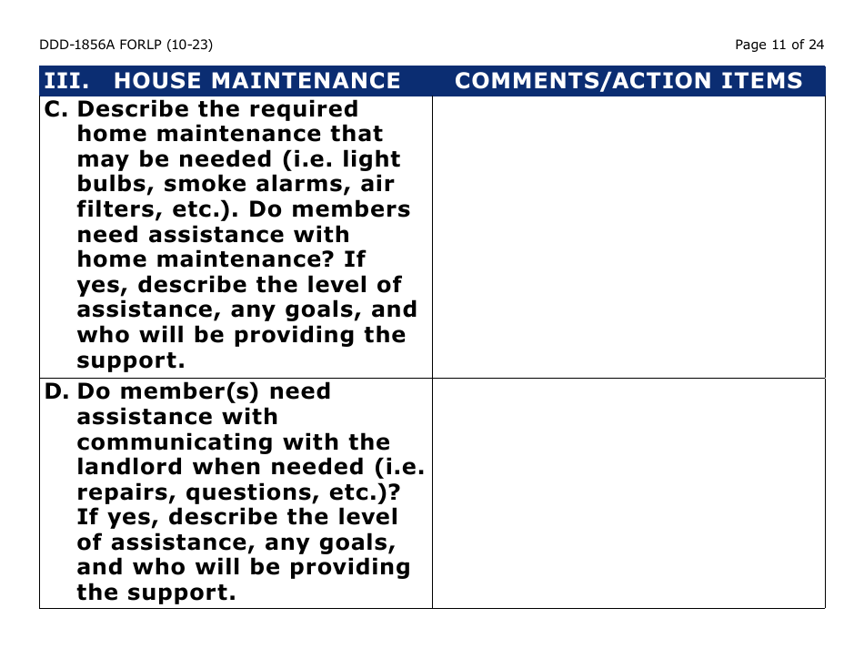 Form DDD-1856A-LP Supported Living Planning Guide - Large Print - Arizona, Page 11