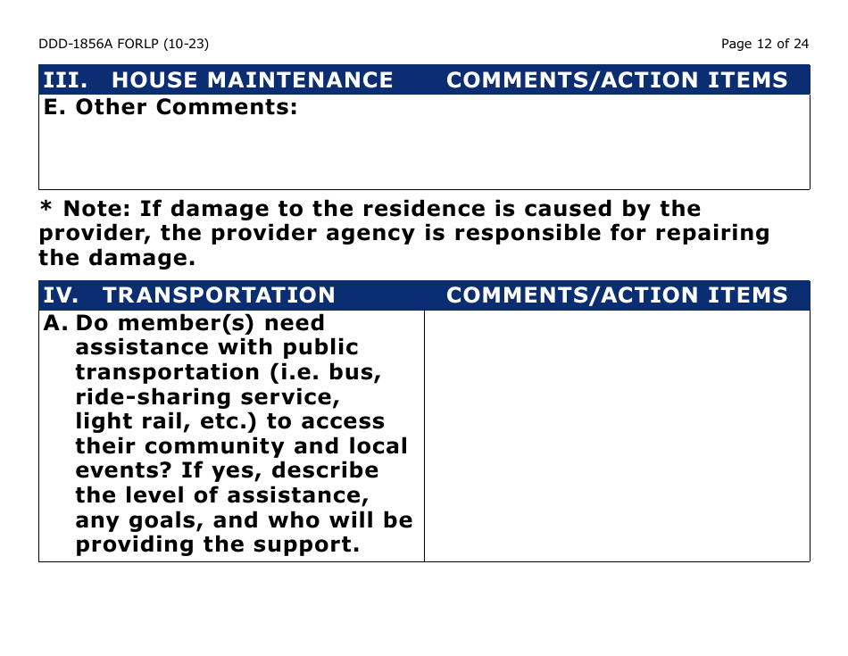 Form DDD-1856A-LP Supported Living Planning Guide - Large Print - Arizona, Page 12