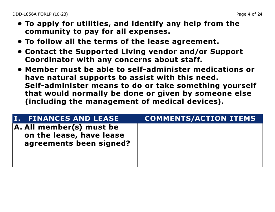 Form DDD-1856A-LP Supported Living Planning Guide - Large Print - Arizona, Page 4