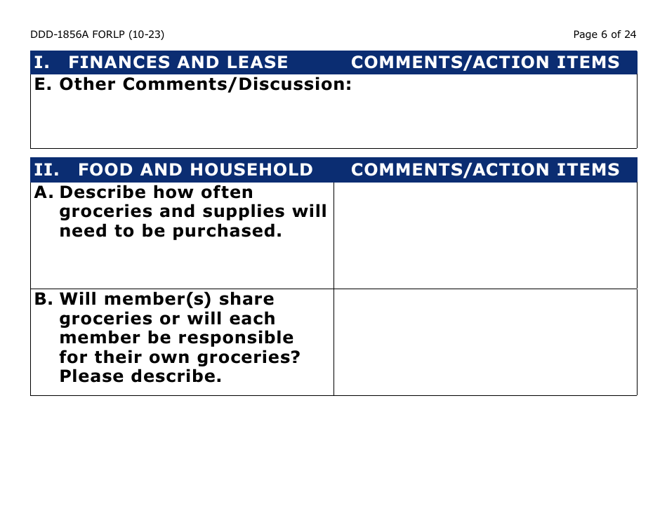 Form DDD-1856A-LP Supported Living Planning Guide - Large Print - Arizona, Page 6