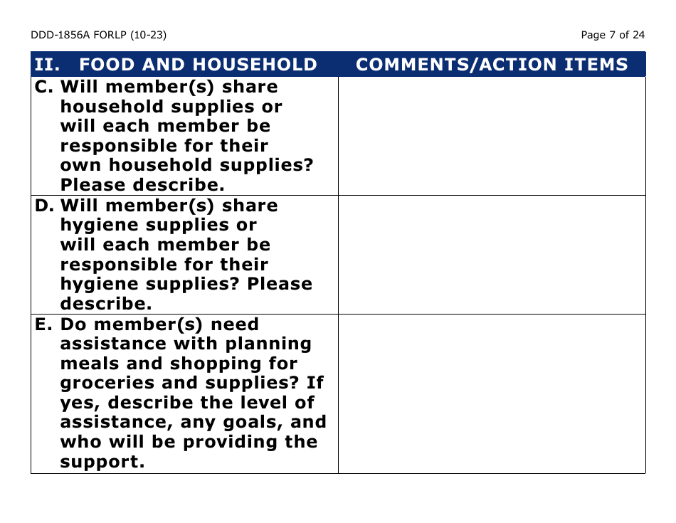 Form DDD-1856A-LP Supported Living Planning Guide - Large Print - Arizona, Page 7