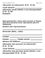 Formulario ASA-1011A-SLP Solicitud De Apelacion - Erap, Lihwap &amp; Liheap - Letra Grande - Arizona (Spanish), Page 4