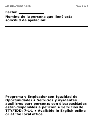 Formulario ASA-1011A-SLP Solicitud De Apelacion - Erap, Lihwap &amp; Liheap - Letra Grande - Arizona (Spanish), Page 6