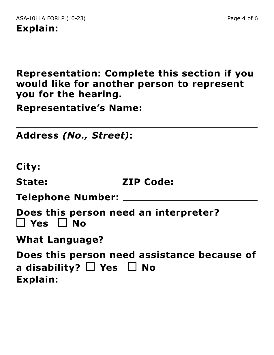 Form ASA-1011A-LP Appeal Request - Arap, Lihwap  Liheap - Large Print - Arizona, Page 4