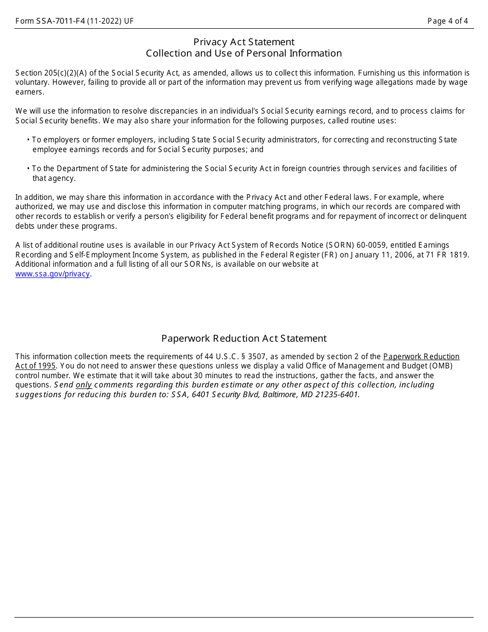 Form ssa 7011 f4 fill out sign online and download fillable pdf