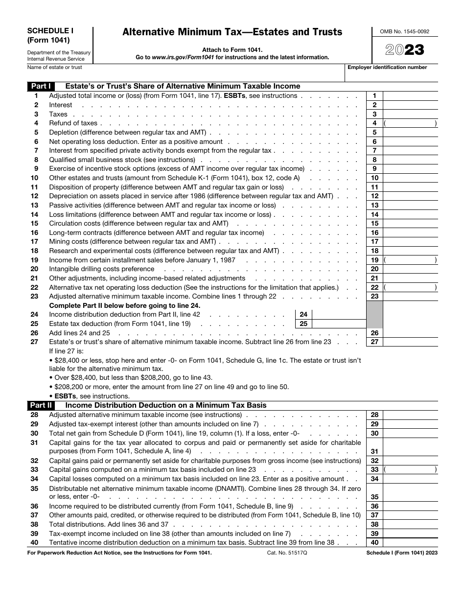 Irs form 1041 schedule i download fillable pdf or fill online