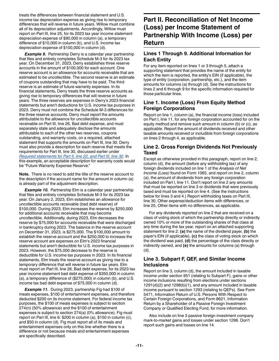 Instructions for IRS Form 1065 Schedule M-3 Net Income (Loss) Reconciliation for Certain Partnerships, Page 11