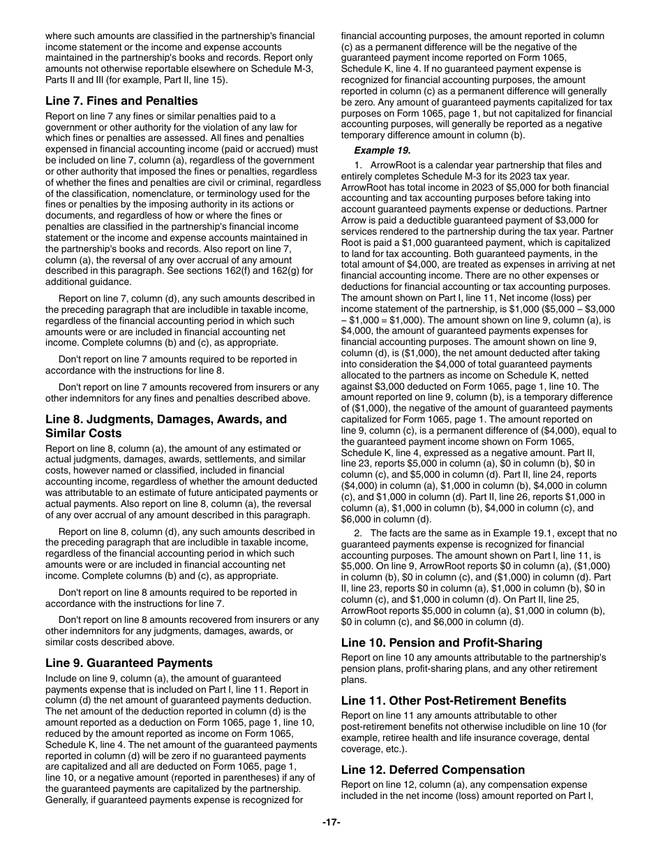Instructions for IRS Form 1065 Schedule M-3 Net Income (Loss) Reconciliation for Certain Partnerships, Page 17