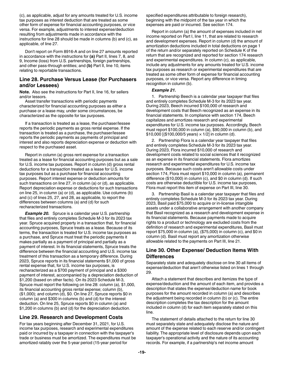 Instructions for IRS Form 1065 Schedule M-3 Net Income (Loss) Reconciliation for Certain Partnerships, Page 19