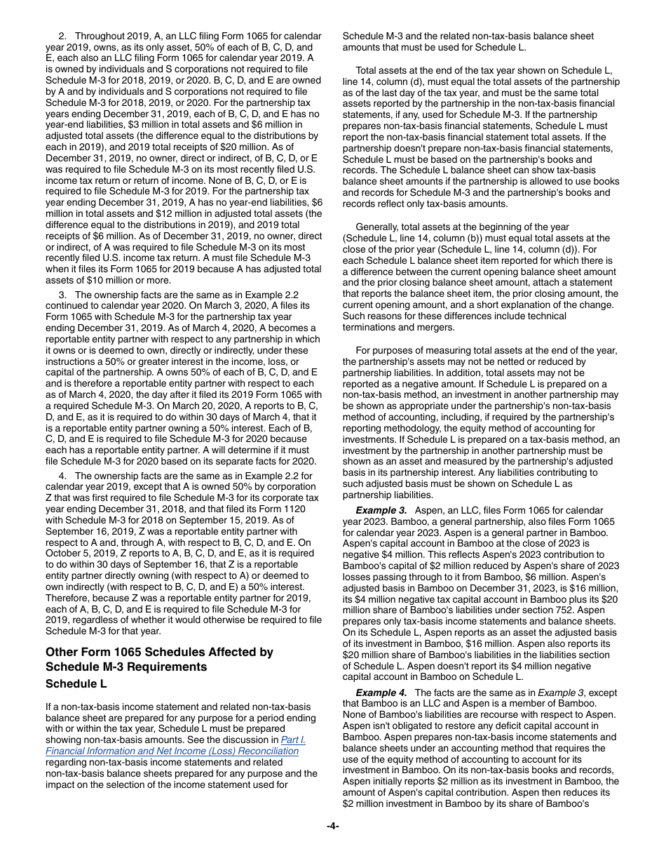 Instructions for IRS Form 1065 Schedule M-3 Net Income (Loss) Reconciliation for Certain Partnerships, Page 4