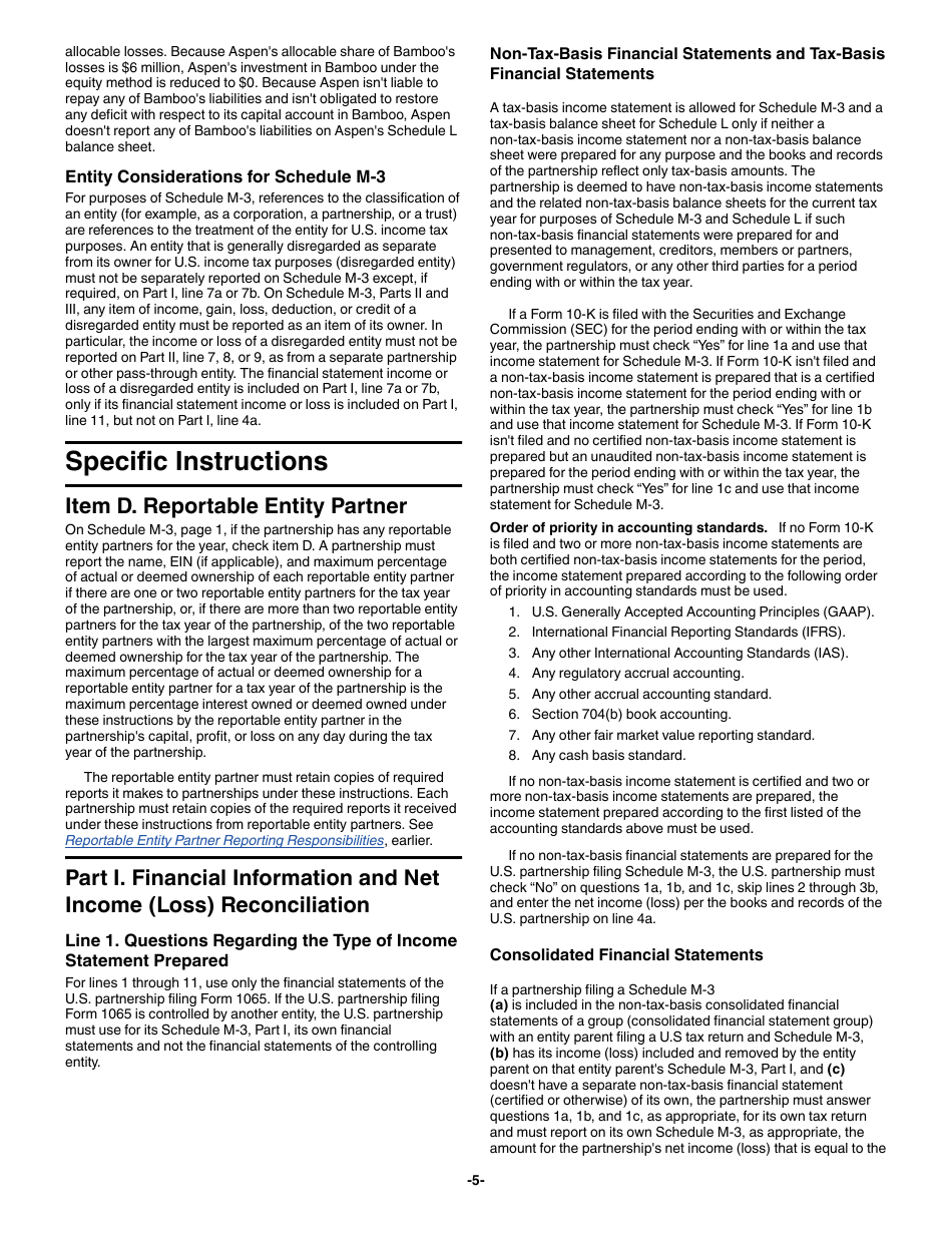 Instructions for IRS Form 1065 Schedule M-3 Net Income (Loss) Reconciliation for Certain Partnerships, Page 5