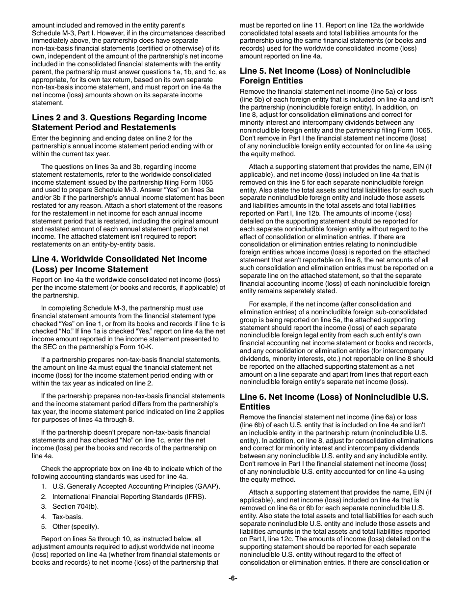 Instructions for IRS Form 1065 Schedule M-3 Net Income (Loss) Reconciliation for Certain Partnerships, Page 6