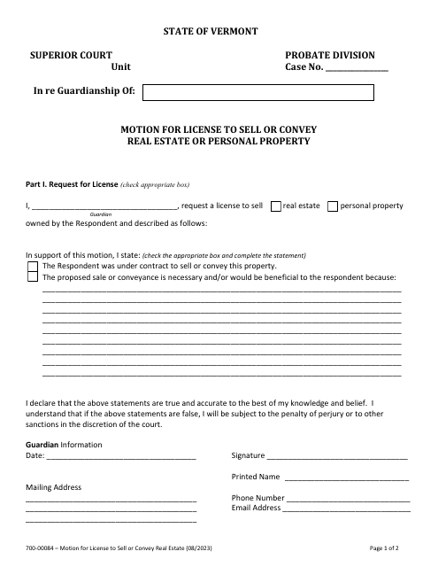 Form 700-00084  Printable Pdf