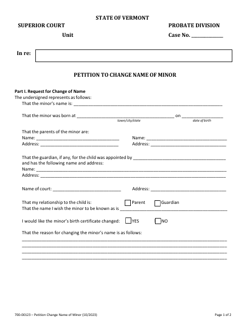 Form 700-00123  Printable Pdf