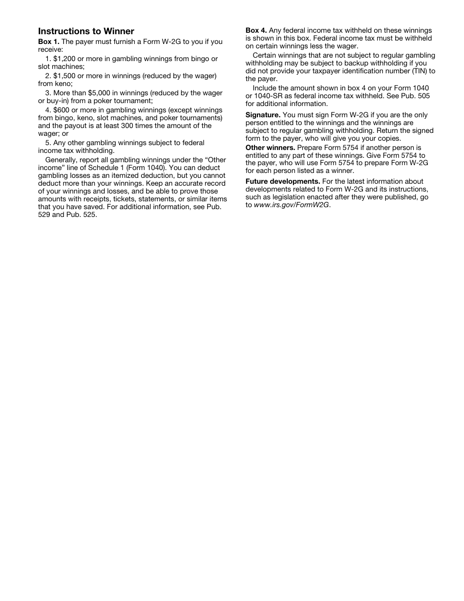 IRS Form W-2G Certain Gambling Winnings, Page 5