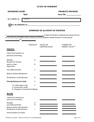 Document preview: Form 700-0011 Summary of Account of Trustee - Vermont