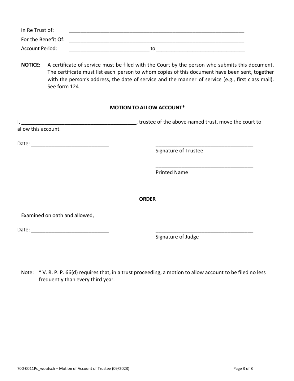 Form 700-0011 Summary of Account of Trustee - Vermont, Page 3