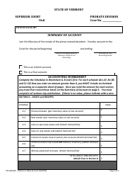 Document preview: Form 700-00056PE Summary of Account - Vermont