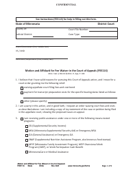 Form FEE114 Motion and Affidavit for Fee Waiver in the Court of Appeals - Minnesota