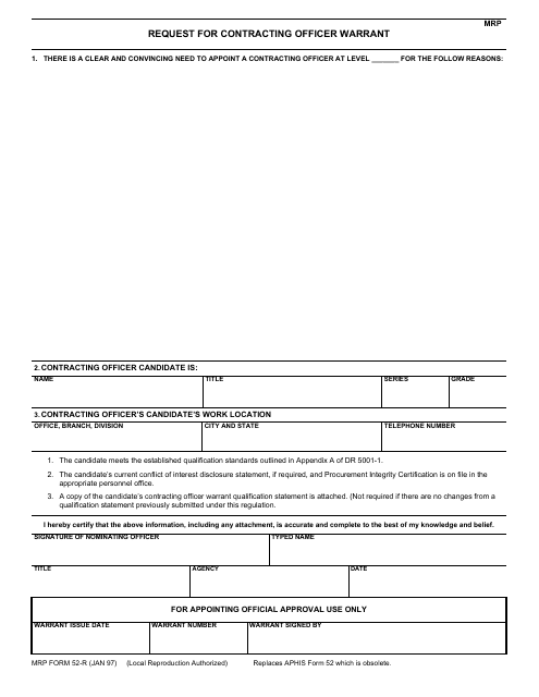 MRP Form 52-R  Printable Pdf