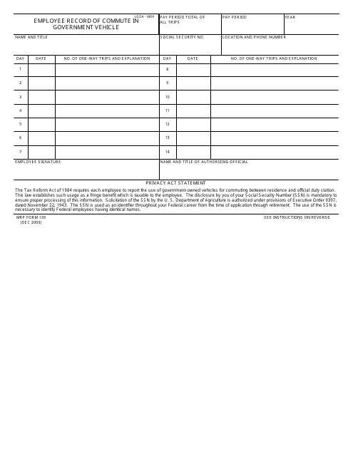MRP Form 139  Printable Pdf