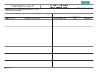 Document preview: MRP Form 401A Records File Plan Continuation Sheet