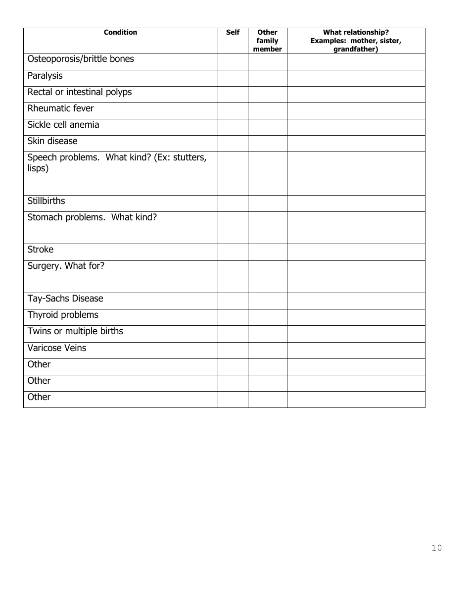 Form FS-A-343F Information About Your Family History - Mothers - Vermont, Page 10