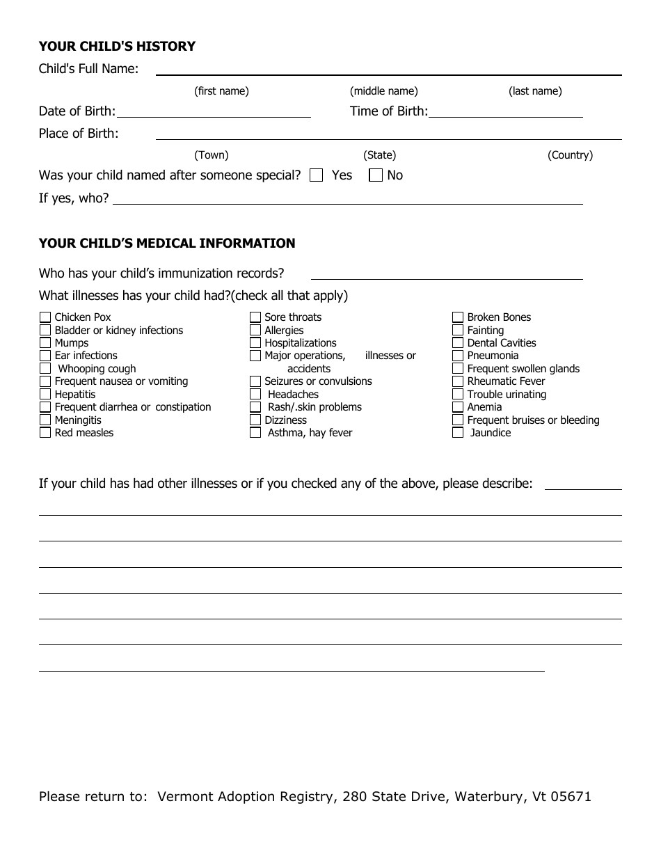 Form FS-A-343F Information About Your Family History - Mothers - Vermont, Page 5