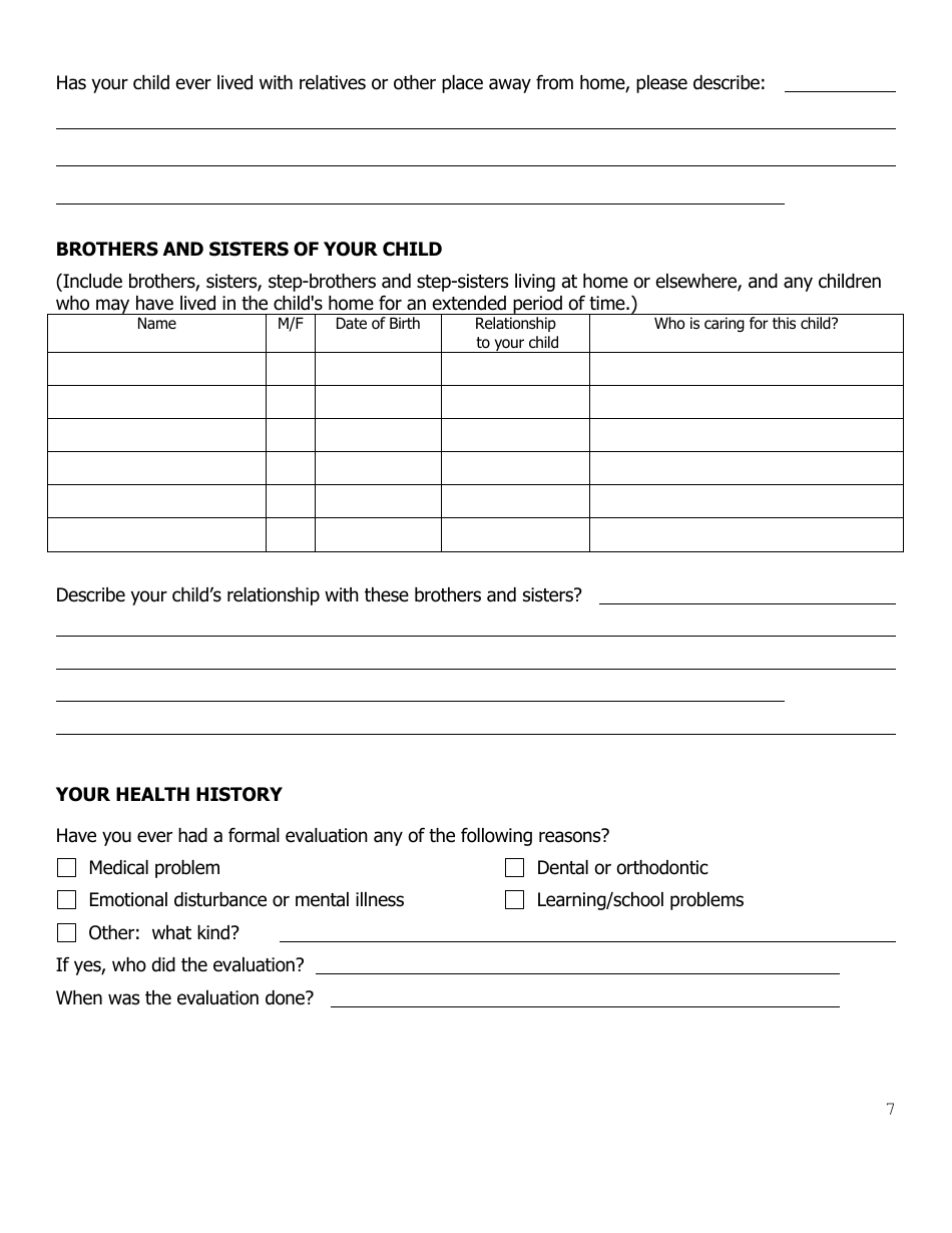 Form FS-A-343F Information About Your Family History - Mothers - Vermont, Page 7