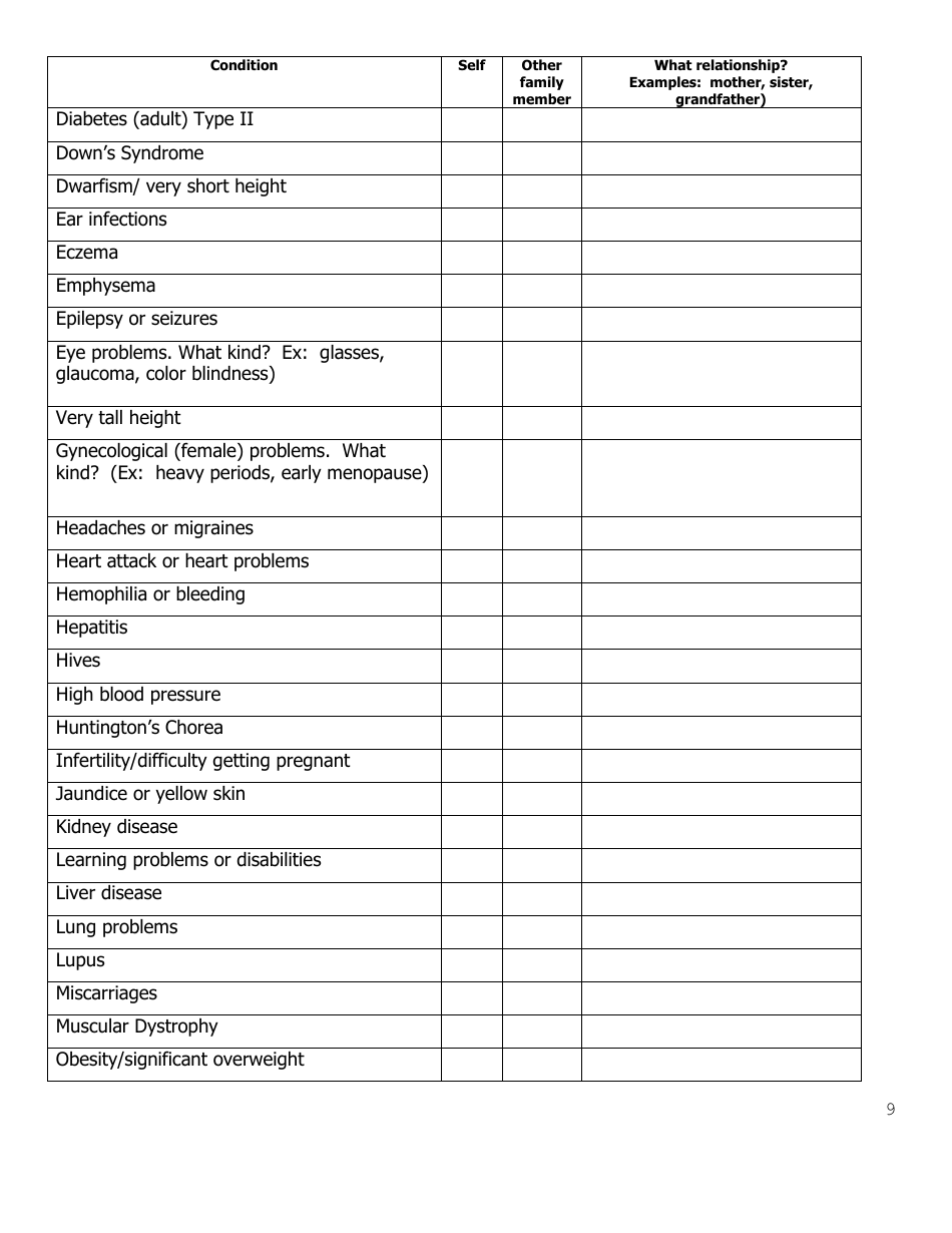 Form FS-A-343F Information About Your Family History - Mothers - Vermont, Page 9