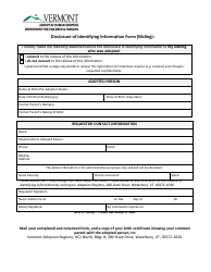 Document preview: Disclosure of Identifying Information Form (Sibling) - Vermont