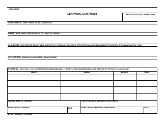 Document preview: APHIS Form 603 Learning Contract