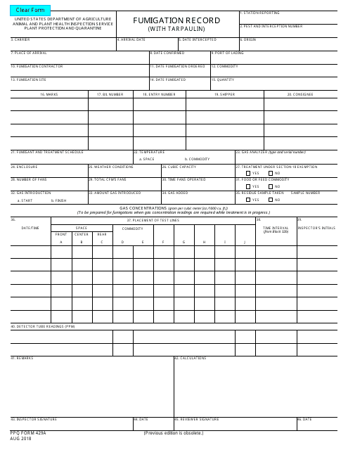 PPQ Form 429A  Printable Pdf