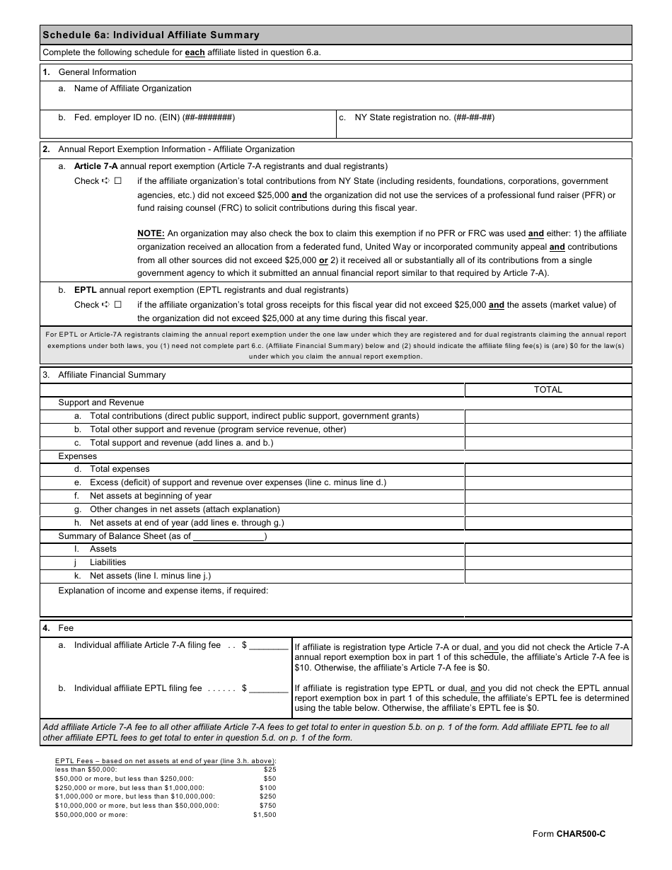 Form CHAR500-C Combined Annual Financial Report - New York, Page 5