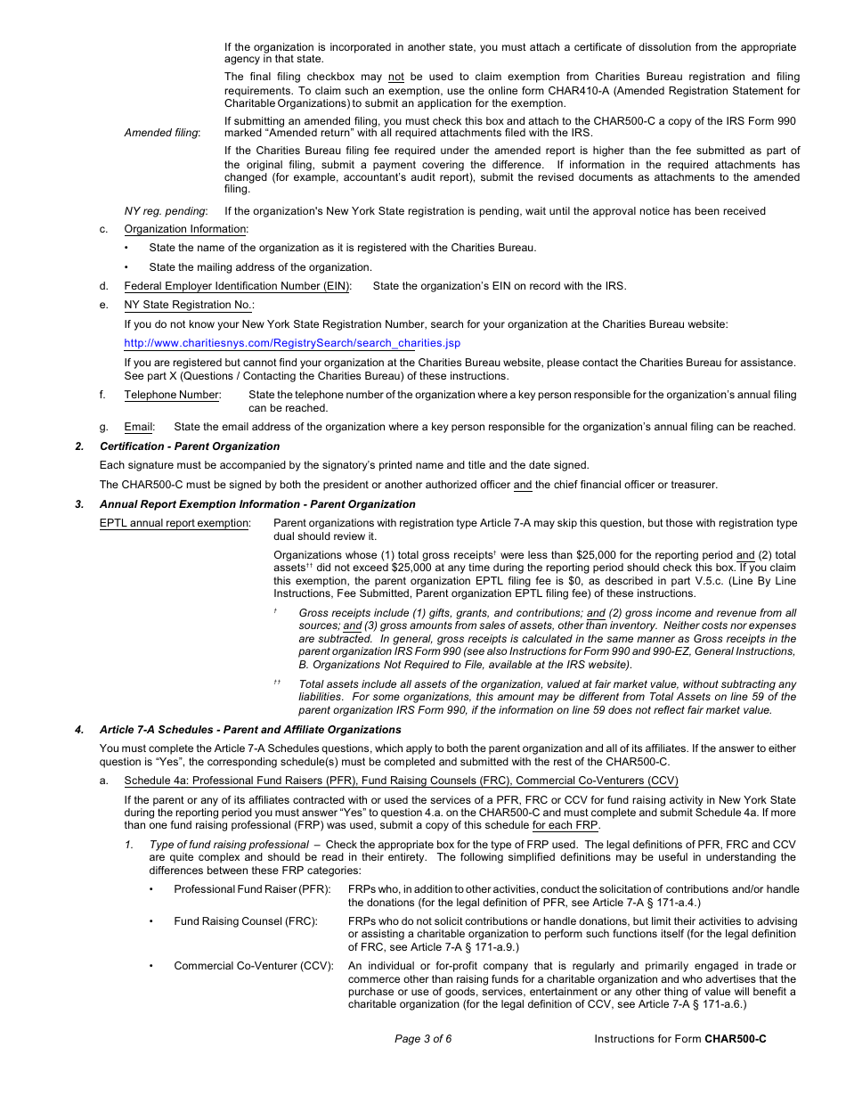 Instructions for Form CHAR500-C Combined Annual Financial Report - New York, Page 3