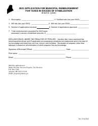 Application for Municipal Reimbursement for Taxes in Excess of Stabilization - Maine