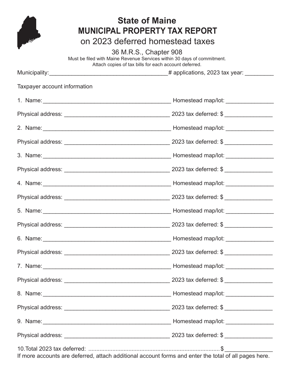 2023 Maine Municipal Property Tax Report on Deferred Homestead Taxes