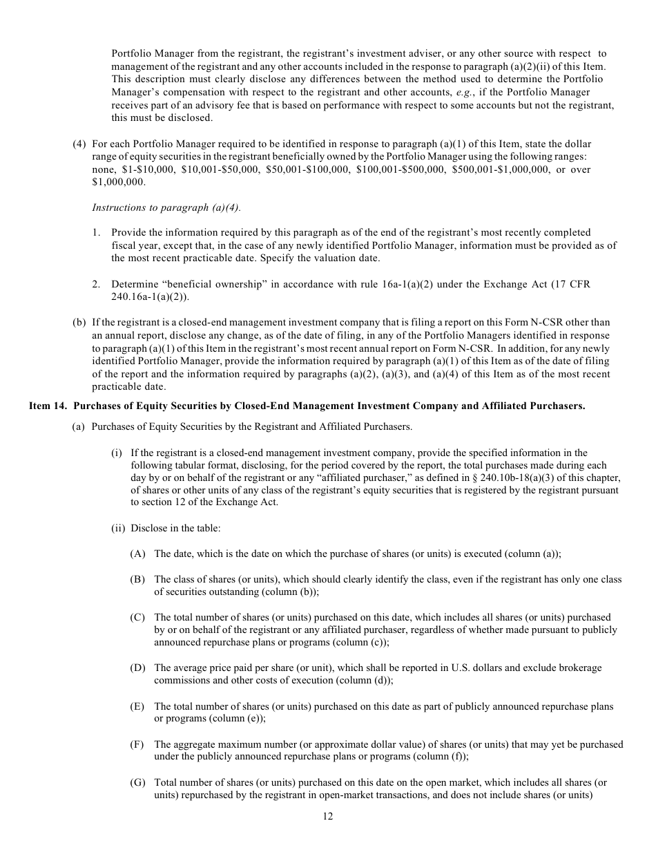 Form N-CSR (SEC Form 2569) Certified Shareholder Report of Registered Management Investment Companies, Page 13