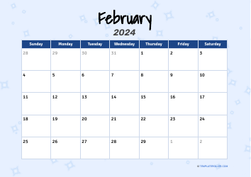 Document preview: February 2024 Calendar Template