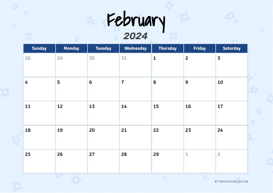February 2024 Calendar Template Download Pdf