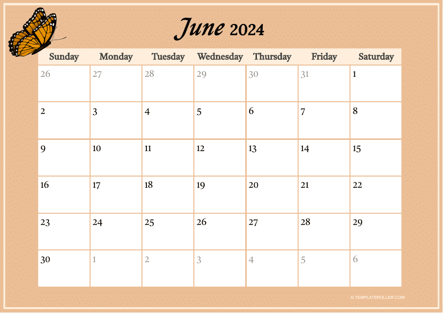 June 2024 Calendar Template Download Printable PDF Templateroller