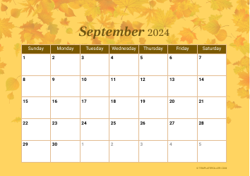 Document preview: September 2024 Calendar Template