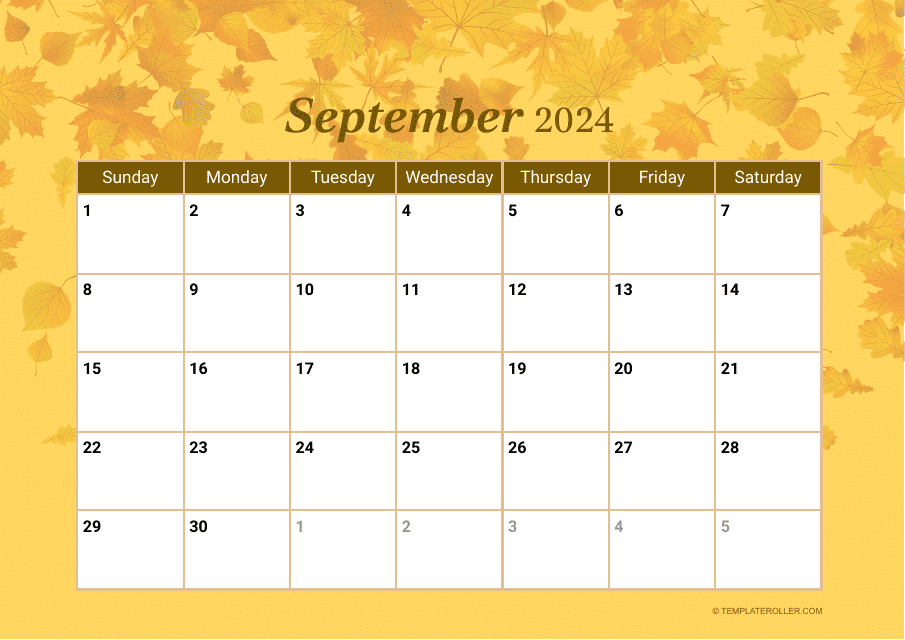 September 2024 Calendar Template Download Pdf