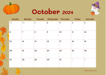 Document preview: October 2024 Calendar Template