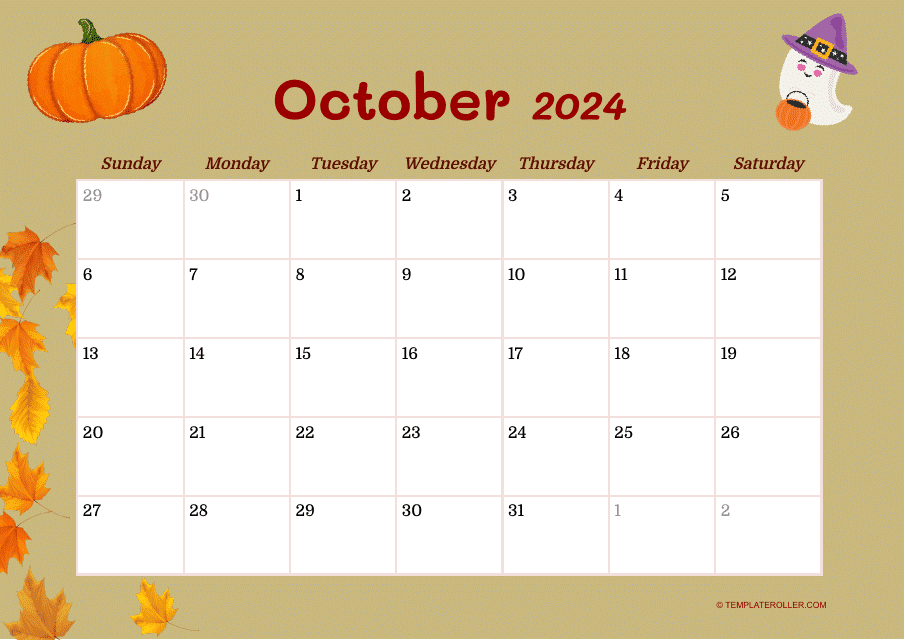 October 2024 Calendar Template Download Pdf
