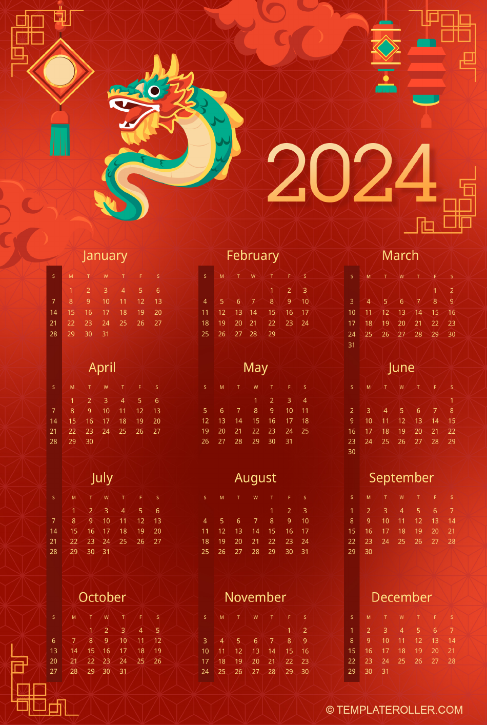 2024 Chinese New Year Calendar, Page 1