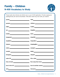 Form N-400 Family - Children - Vocabulary to Study